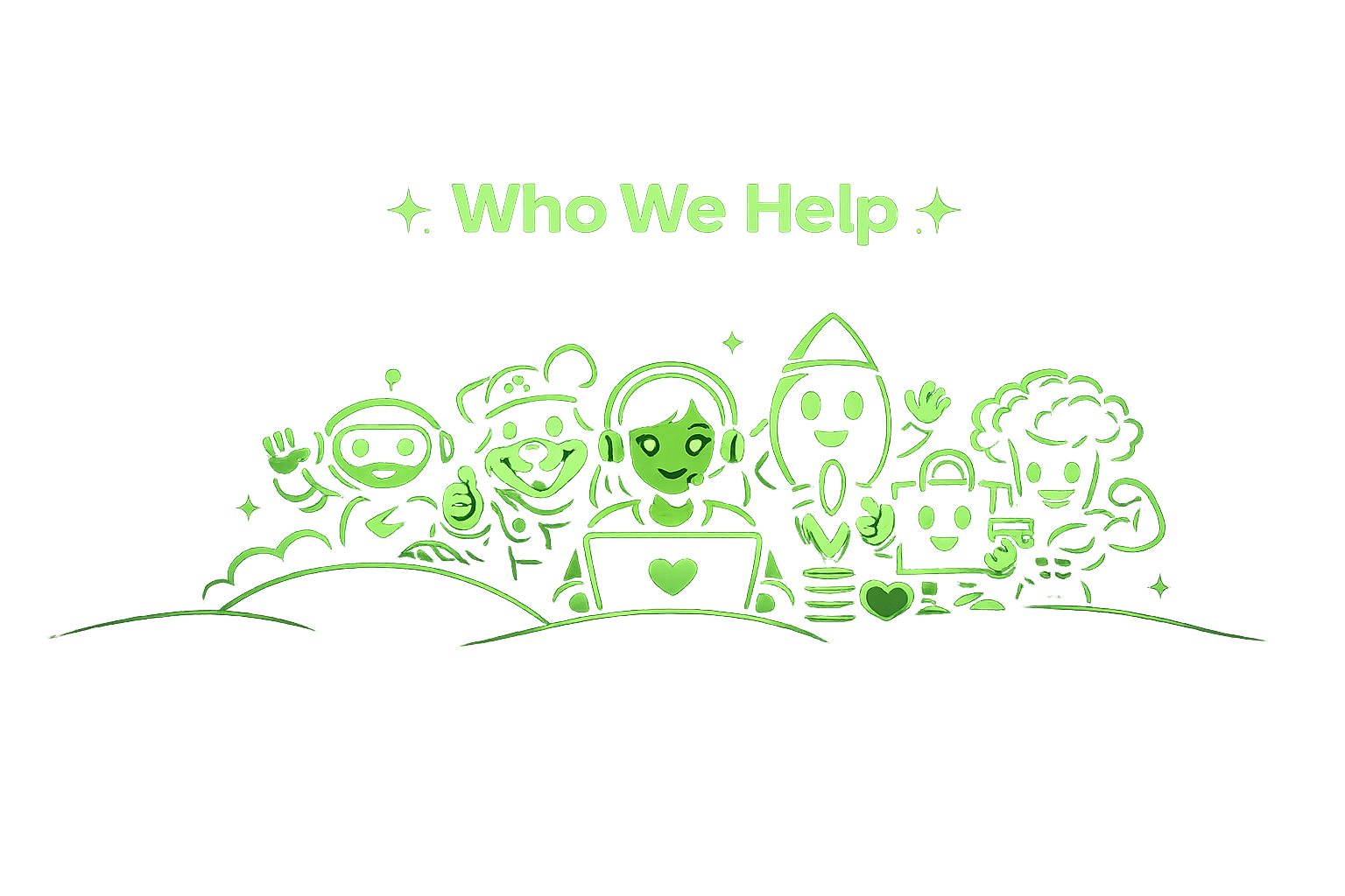 Who we help mascot illustration